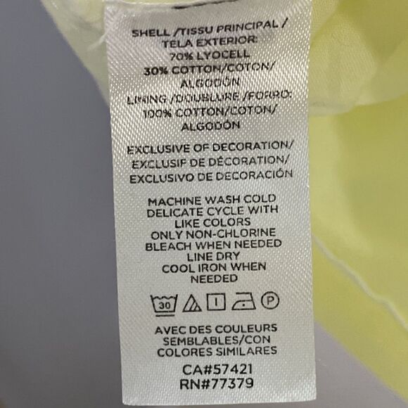 Ann Taylor Pastel Yellow Blouse Top XXL Ruffled Sleeves Crew Neck Cotton Blend - Picture 9 of 10